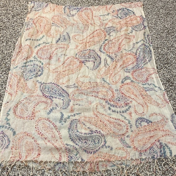 Pastel Paisley Woven Lightweight Scarf Cream/pink/blue/purple - Picture 2 of 4